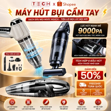 Máy hút bụi cầm tay không dây 15.000PA, siêu mạnh, nhỏ gọn - Giá ưu đãi 299.000₫