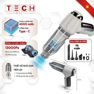 Máy hút bụi cầm tay không dây 15.000PA, siêu mạnh, nhỏ gọn - Giá ưu đãi 299.000₫ 10 Máy hút bụi cầm tay không dây 15.000PA, siêu mạnh, nhỏ gọn - Giá ưu đãi 299.000₫ 10