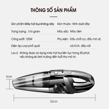 Máy hút bụi cầm tay không dây 5IN1 18.000PA 120W - Siêu mạnh, giá 115k giảm từ 148k