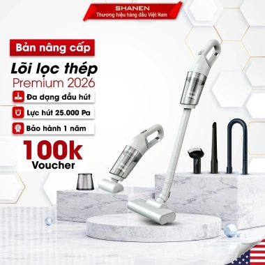 Máy hút bụi cầm tay không dây 5in1 SHANEN Lực hút 25.000Pa lõi thép cải tiến giảm giá 645.000₫