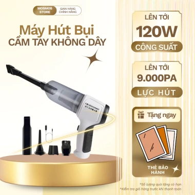 Máy hút bụi cầm tay không dây 7 đầu phụ kiện - Dùng cho ô tô & giường nệm, 135k