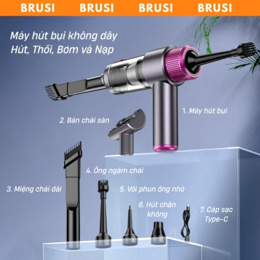 Máy hút bụi cầm tay không dây BRUSI 8 đầu - Giường đệm, sofa, lông thú, ô tô - 650.000₫ 10