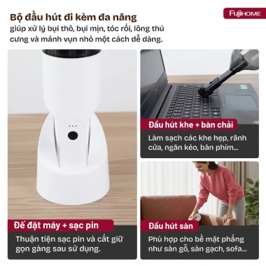 Máy hút bụi cầm tay không dây FujiHome VC01 - HEPA, dùng cho văn phòng, ô tô, BH 12 tháng - Giá chỉ 515.000₫ 8