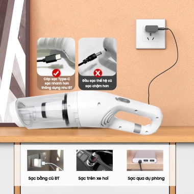 Máy Hút Bụi Cầm Tay Không Dây HOKU 25.000Pa – Nhỏ Gọn, Hút Sạch Giường Ô Tô Sofa MHB01 9
