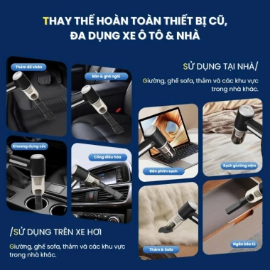 Máy hút bụi cầm tay không dây pin 6.000mAh, sạch ô tô, ga giường - Giá 279.000₫