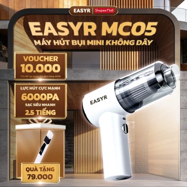 Máy Hút Bụi Cầm Tay MC05 Không Dây Mini EASYR Lực Hút 6.000Pa 120W Giá Ưu Đãi 758.000₫