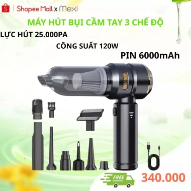 Máy hút bụi cầm tay Mexi không dây 20.000Pa - Siêu mạnh, dùng cho sàn, ô tô, giường, giá chỉ 279.000₫