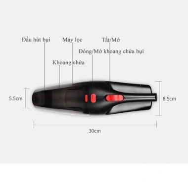 Máy hút bụi cầm tay mini 12V ô tô, văn phòng - Bảo hành 1 năm, chỉ 219.000₫