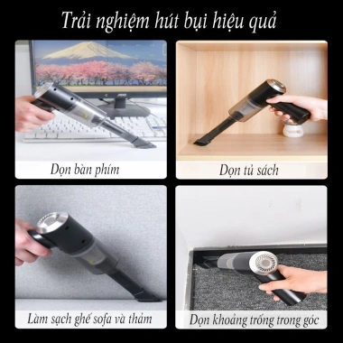 Máy hút bụi cầm tay mini 2 pin - Nhẹ, hút bụi xe và khe cửa, 75.000 VND