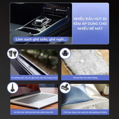 Máy hút bụi cầm tay mini cao cấp - 6 chi tiết, nhỏ gọn tiện lợi, bảo hành chính hãng, giảm giá 299.999₫