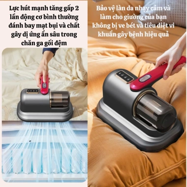 Máy hút bụi cầm tay mini không dây 2.024 - Lực hút 10.000PA, công suất cao, đa năng cho giường, sofa, quần áo - 699.000₫