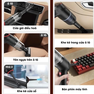Máy hút bụi cầm tay mini không dây 25.000Pa, đa năng ô tô, bảo hành 12 tháng - Giá chỉ 339.000₫