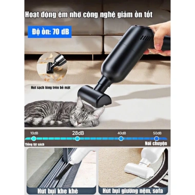Máy hút bụi cầm tay mini không dây 25.000Pa, đa năng ô tô, bảo hành 12 tháng - Giá chỉ 339.000₫