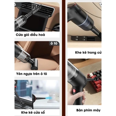 Máy hút bụi cầm tay mini không dây 25.000Pa, đa năng ô tô, bảo hành 12 tháng - Giá chỉ 339.000₫