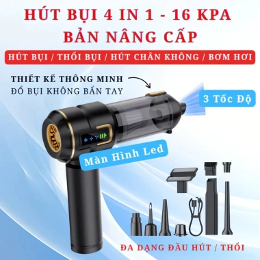Máy hút bụi cầm tay mini không dây 6.000Pa 120W, thổi bụi đa năng, lõi lọc thép - Giá 439.200₫ 2