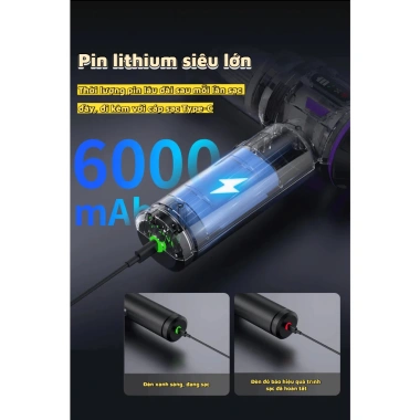 Máy hút bụi cầm tay mini không dây 6.000Pa 120W, thổi bụi đa năng, lõi lọc thép - Giá 439.200₫ 9