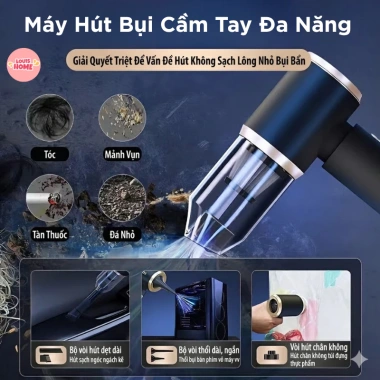 Máy hút bụi cầm tay mini không dây 6.000Pa, lọc HEPA thép, mạnh mẽ, nhỏ gọn cho ô tô - Giá 229.000 VND