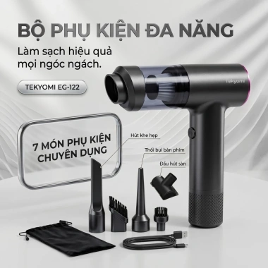 Máy Hút Bụi Cầm Tay Mini TEKYOMI EG-122 200W 20.000Pa Pin 5.000mAh 4in1 Hút Thổi Bơm Chân Không 481.950₫