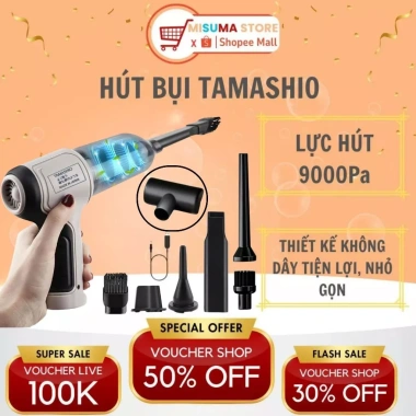 Máy Hút Bụi Cầm Tay MISUMA Không Dây 6 Đầu TAMASHIO Ô Tô, Giường Nệm, Lông Chó Mèo, BH 12 Tháng