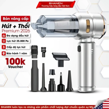 Máy hút bụi cầm tay SHANEN 5in1, 3 cấp độ gió, lực hút 25.000 Pa, bảo hành 12 tháng, 589.000₫
