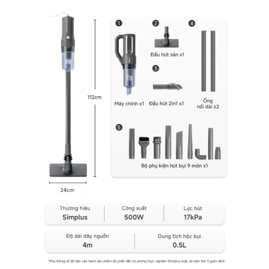 Máy Hút Bụi Cầm Tay Simplus 17.000Pa XCQH008 - Lực Hút Mạnh, Bảo Hành 1 Năm, 529.000₫ 9