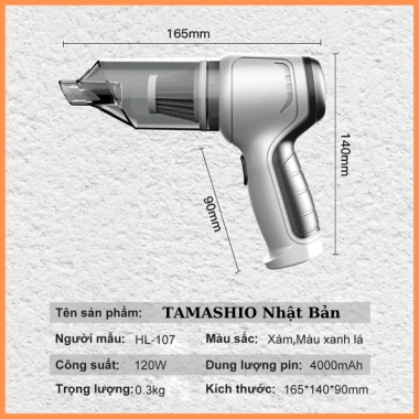 Máy Hút Bụi Cầm Tay Tamashio Nhật Bản 2in1 Lực Hút 9.000PA Pin 4.000mAh 159.000₫ 2