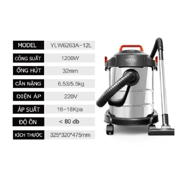 Máy hút bụi công nghiệp đa năng Yili YLW-6.263A 12L 1.200W khô ướt, cầm tay ô tô - Giá chỉ 939.998đ