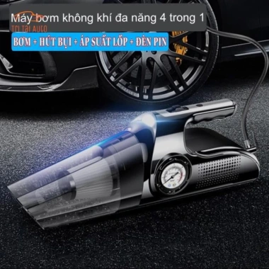Máy Hút Bụi Đa Năng 4 trong 1 120W - Hút 10.000PA, Bơm & Đo Áp Lốp, Đèn Pin Sáng, Giá 380k
