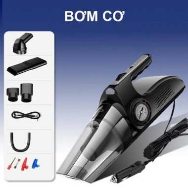 Máy Hút Bụi Đa Năng 4 trong 1 120W - Hút 10.000PA, Bơm & Đo Áp Lốp, Đèn Pin Sáng, Giá 380k