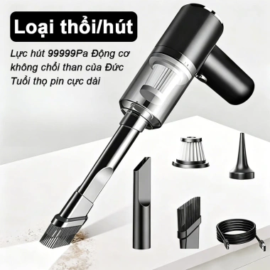 Máy hút bụi không dây 4in1 120W - Lực hút mạnh cho ô tô, gia đình, xe hơi