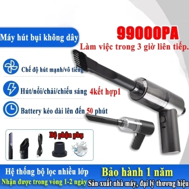 Máy hút bụi không dây cầm tay 9.900Pa - Lực hút mạnh, nhỏ gọn, dùng cho ô tô và giường nệm, tiện lợi, bền bỉ