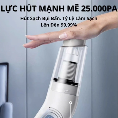 Máy hút bụi không dây cầm tay mini đa năng, thiết kế nhỏ gọn, 2 lõi lọc - Chỉ 349.000₫