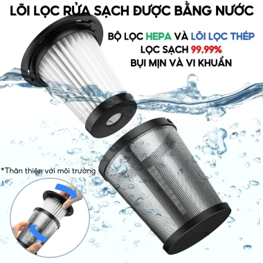 Máy Hút Bụi Không Dây DELADEP MHB03 - Lực Hút 25.000Pa, Dùng Ô Tô, Sofa, Gia Đình - 259.000đ