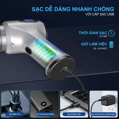 Máy hút bụi mini 2in1 thổi & hút 12.000Pa, đèn xanh báo bụi, pin sạc SMARTIX - Nhỏ gọn, giá 350.000 VND