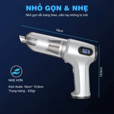 Máy hút bụi mini 2in1 thổi & hút 12.000Pa, đèn xanh báo bụi, pin sạc SMARTIX - Nhỏ gọn, giá 350.000 VND 8 Máy hút bụi mini 2in1 thổi & hút 12.000Pa, đèn xanh báo bụi, pin sạc SMARTIX - Nhỏ gọn, giá 350.000 VND 8