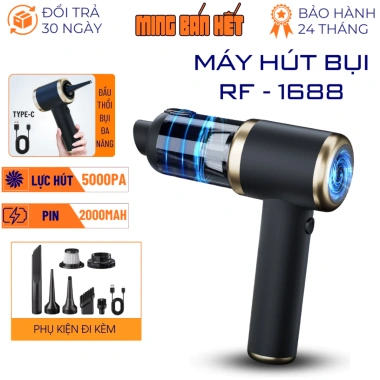 Máy Hút Bụi Mini Cầm Tay 5 Đầu Hút Thổi - Siêu Nhẹ, Làm Sạch Ô Tô & Sofa, 129k