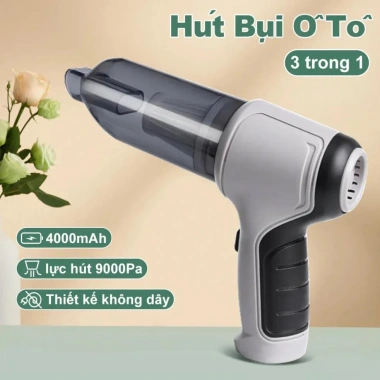 Máy Hút Bụi Mini Cầm Tay Không Dây 3 Trong 1 – Lực Hút 9.000Pa, Pin 4.000mAh, Vệ Sinh Ô Tô & Gia Đình – Giá 249.000 VND