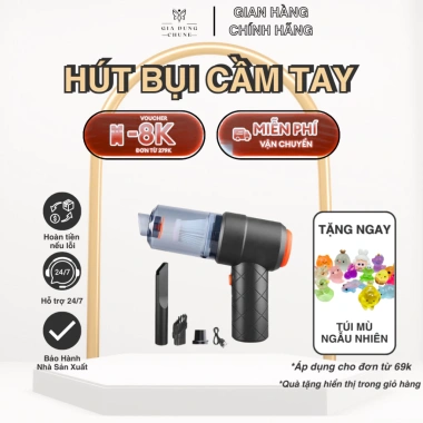 Máy Hút Bụi Mini Cầm Tay Không Dây 6.000MPa - Pin Sạc, Lực Hút Mạnh, Giá 57K