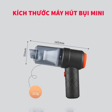 Máy Hút Bụi Mini Cầm Tay Không Dây 6.000MPa - Pin Sạc, Lực Hút Mạnh, Giá 57K 8