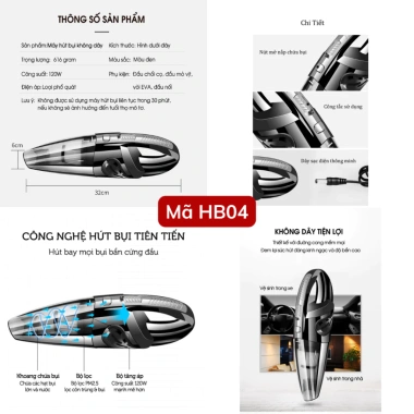 Máy Hút Bụi Mini Cầm Tay Không Dây - Công Suất Lớn, Hút Bụi Ô tô và Giường Nệm, Giá 309.000₫ 3