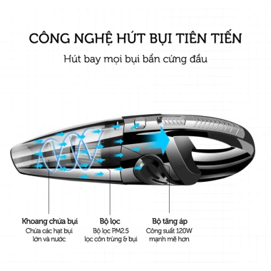 Máy hút bụi mini cầm tay không dây, công suất lớn, tiện lợi cho ô tô