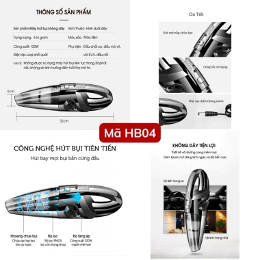 Máy hút bụi mini cầm tay không dây đa năng, công suất cao, lực hút mạnh, giá 299.000đ 2