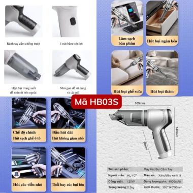 Máy hút bụi mini cầm tay không dây đa năng, công suất cao, lực hút mạnh, giá 299.000đ 3