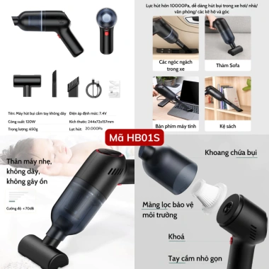Máy hút bụi mini cầm tay không dây đa năng, công suất cao, lực hút mạnh, giá 299.000đ 4