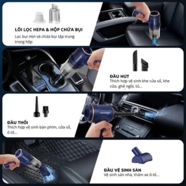 Máy Hút Bụi Mini Cầm Tay Không Dây Siêu Mạnh, Hút Ô Tô, Nhà Cửa, Bàn Phím, Sạc Type‑C – Chỉ 250.000₫