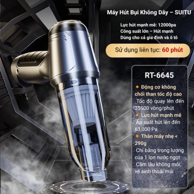 Máy Hút Bụi Mini Cầm Tay SUITU ST-6.645 - Thổi Hút Siêu Mạnh, Vệ Sinh Xe, Nhà Cửa 3 Máy Hút Bụi Mini Cầm Tay SUITU ST-6.645 - Thổi Hút Siêu Mạnh, Vệ Sinh Xe, Nhà Cửa 3