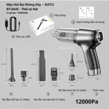 Máy Hút Bụi Mini Cầm Tay SUITU ST-6.645 - Thổi Hút Siêu Mạnh, Vệ Sinh Xe, Nhà Cửa
