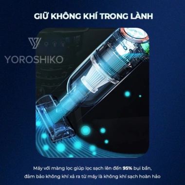 Máy hút bụi mini cầm tay Yoroshiko, lực hút 20.000 Pa, công suất 120W, dùng cho giường nệm ô tô, bảo hành 12 tháng 4