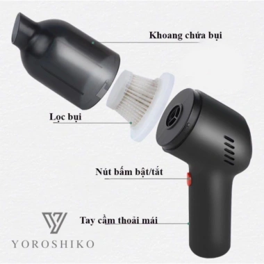 Máy hút bụi mini cầm tay Yoroshiko, lực hút 20.000 Pa, công suất 120W, dùng cho giường nệm ô tô, bảo hành 12 tháng 9
