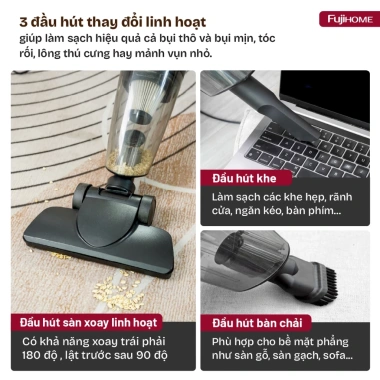 Máy Hút Bụi Mini FujiHome VC06 16.000Pa – Dây 5m, Siêu Nhẹ, Giá Ưu Đãi 580k